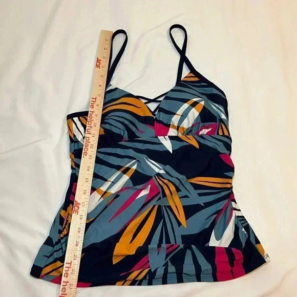 2/$30 Kona Sol Medium Tankini Tropical Top Blue Fuschia Orange Swim Top Swim - Picture 12 of 12